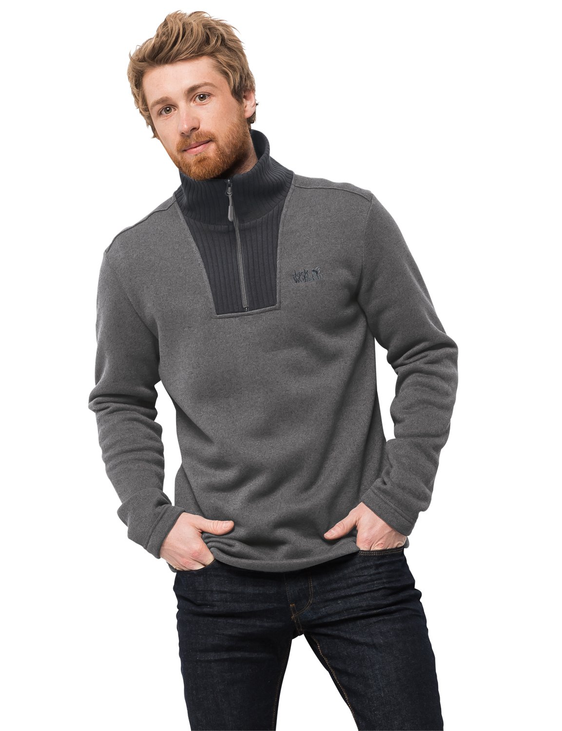 jack wolfskin 男式糖果套头半拉链羊毛衫